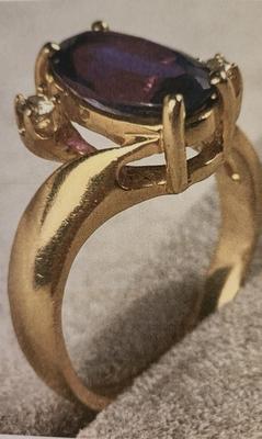 Ladies 14Karat Gold and Diamond Ring featuring an Amethyst