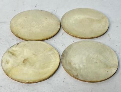 4 Coasters - shell-like tops, cork bottoms