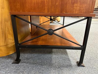 MAPLE TV STAND WITH METAL FRAME AND DRAWER