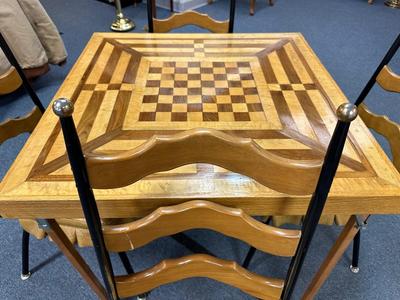 GAME TOP WOOD TABLE WITH FOLDING LEGS AND 4 CHAIRS