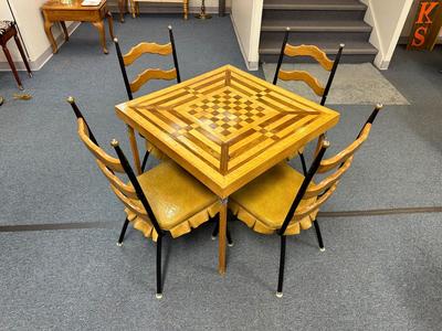 GAME TOP WOOD TABLE WITH FOLDING LEGS AND 4 CHAIRS