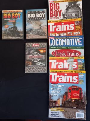 DVD's on BIG boy Steam train and several back issue Train magazines