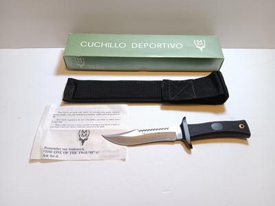 NEW MUELA 55-14 Kraton Handled Fixed Blade Hunting Knife with Nylon Sheath