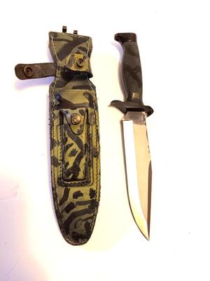 AITOR BOWIE knife with leather camouflage sheath