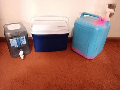 Small clean cooler with two water containers