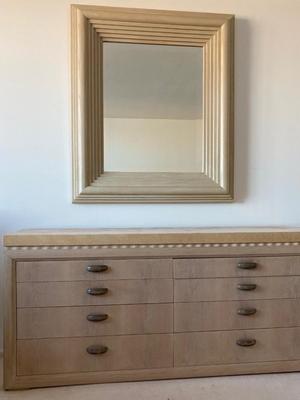 LOT 40B: Henredon Vintage Contemporary Wood Bedroom Set (Dresser and Night) with Wall Mirror - Monday Pick-up