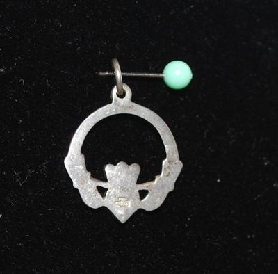 "Hands & Heart" Tiny Silver Tone Pendant Â½"