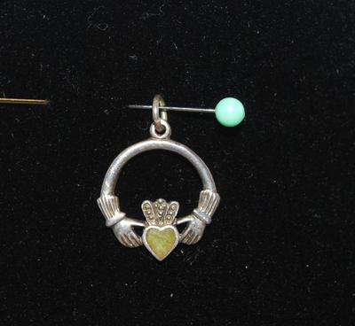 "Hands & Heart" Tiny Silver Tone Pendant Â½"