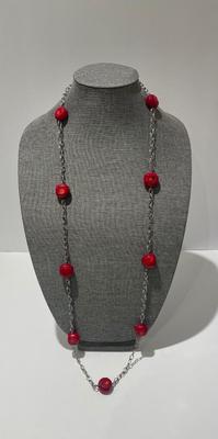 Dyed coral and sterling silver necklace