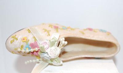 Flowered Slipper Jewelry Container 5" L