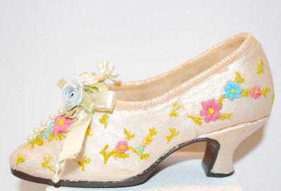 Flowered Slipper Jewelry Container 5" L