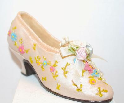 Flowered Slipper Jewelry Container 5" L