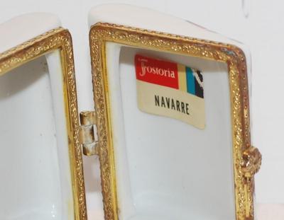 "Fostoria Navarre" Flowered Porcelain Purse Trinket Box 2Â½" x 2" x 1Â½"