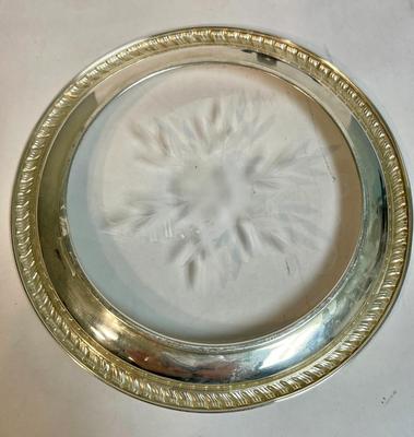 Vintage sterling silver and glass plate 5.5