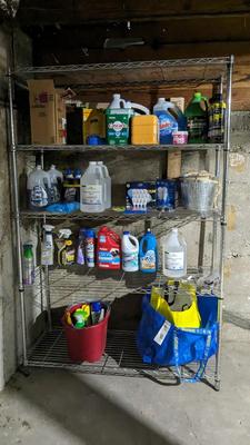 Metro Rack with Cleaning Supplies