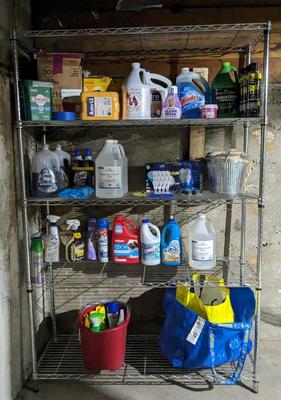 Metro Rack with Cleaning Supplies