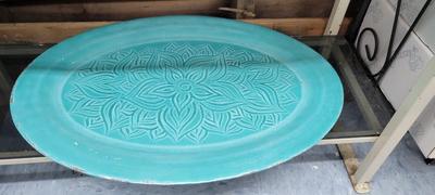 Plastic turquoise platter
