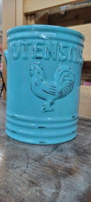 Turquoise utensils jar