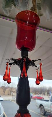 Ruby Red candle holder vase