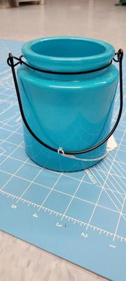 Blue jar with handle
