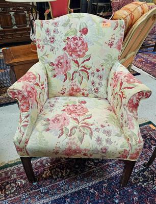Floral Wingback Chair with Roses