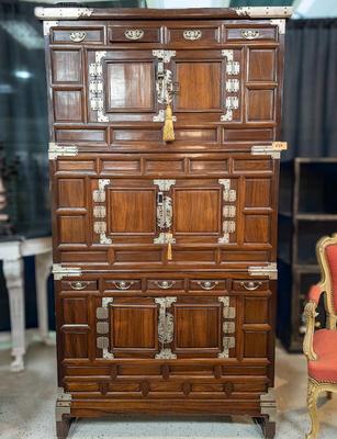 Mid- Century Chinese Mahogany Armoire