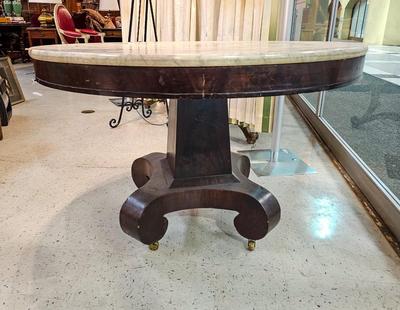 Antique American Empire Marble Top Table