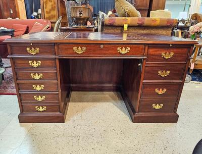 Vintage Leather Top Desk by Henkel Moore