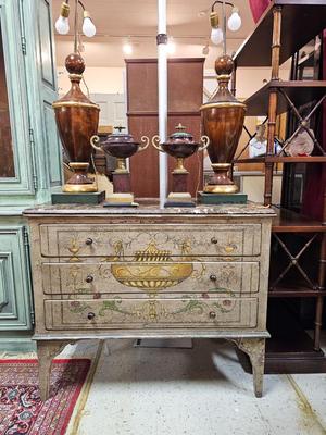 Contemporary Hand-painted Marble Top Chest