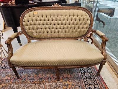 Louis XV Style Silk Settee
