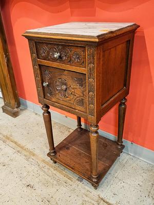 Antique Square Marble Top Occasional Stand