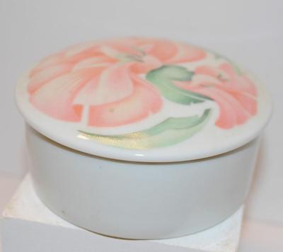 Pastel Pink Flowered Porcelain Trinket Box 3" Round MADE IN FRANCE