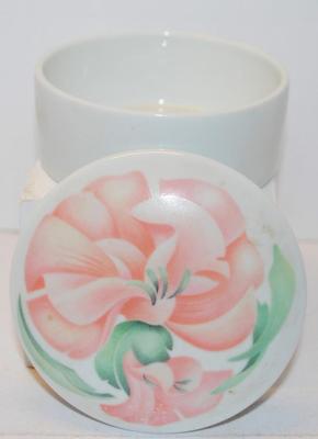 Pastel Pink Flowered Porcelain Trinket Box 3" Round MADE IN FRANCE