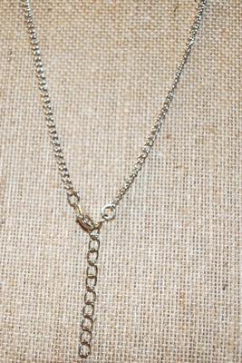 Rose Gold Colored "Rose on Cross" Pendant Necklace 24" L