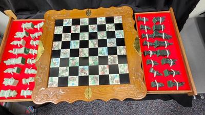 Vintage Hand made Chess Set with Wood Case