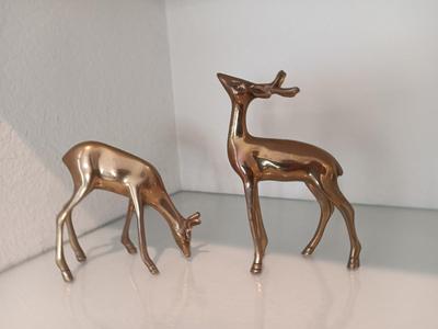 Two Brass Decorative deer Buck & Doe