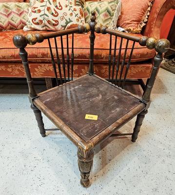 Antique Folk Art Chair with Carved Owl