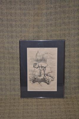 Framed and Matted Single Page Thomas Nast Political Illustration "Caesar, Now Be Still" Print