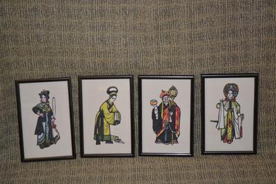 Lot of 4 Framed Chinese Paper Cuts 