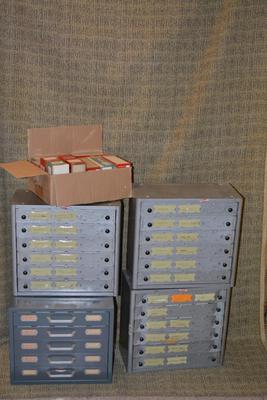 Huge Lot of Vintage Slides and Matching Metal Filing Containers