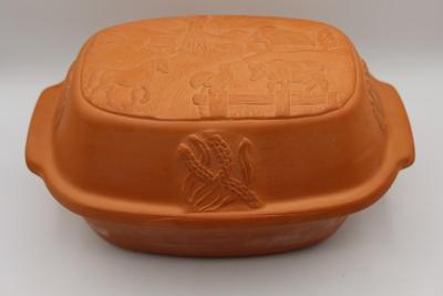 Vintage Terracotta Roasting Pan Cookware W/ Lid