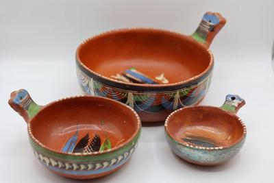 Mexican Terracotta Red Clay Nesting Bowls Set of (3)