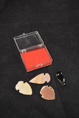Lot of Arrowheads Made from Obsidian and Jasper