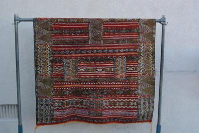 Stunning Wool Ornate Woven Colorful Mexican Rug 70"x51"