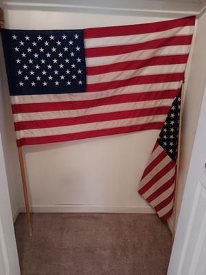 Two United States of America cloth Flags