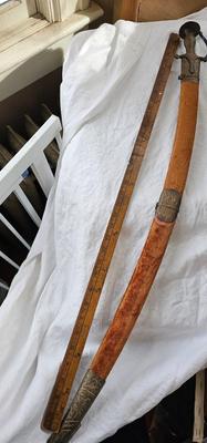 Tulwar sword with velvet scabbard