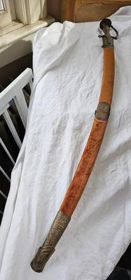 Tulwar sword with velvet scabbard