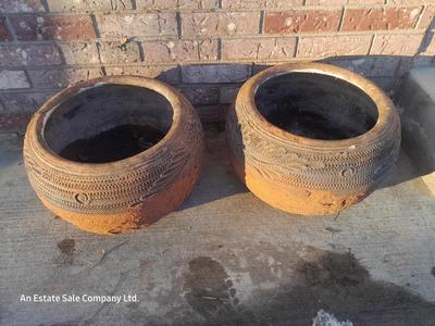 Two clay flower pots
