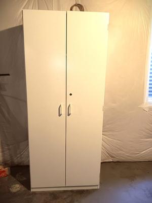 White Two door locking cabinet - Pantry - with keys