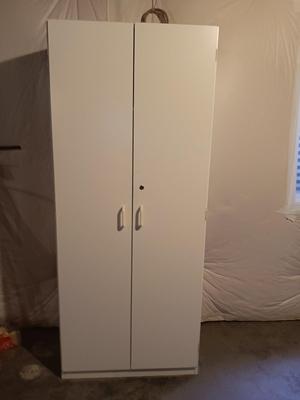 White Two door locking cabinet - Pantry - with keys